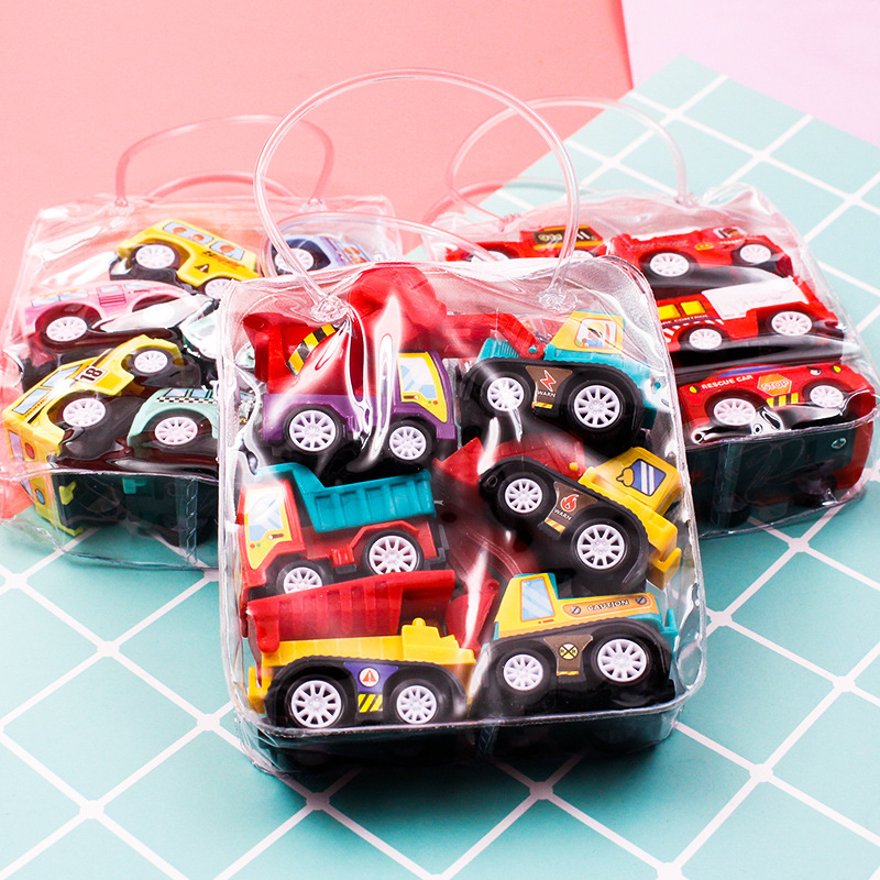 6Pcs Pull Back Car Inertia Toys Cars Excavator Construction Toy Vehicle Fire Truck Model Play Doh Kereta Mainan Budak Lori Kids