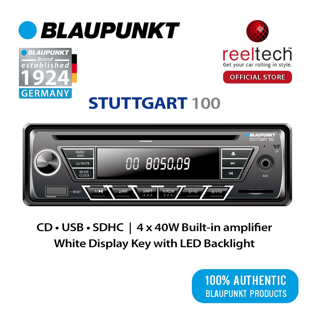 Blaupunkt Stuttgart 100 Single Din CD USB SDHC Aux-in 4x40W Radio Receiver | Car Player | Player Kereta | CD Player