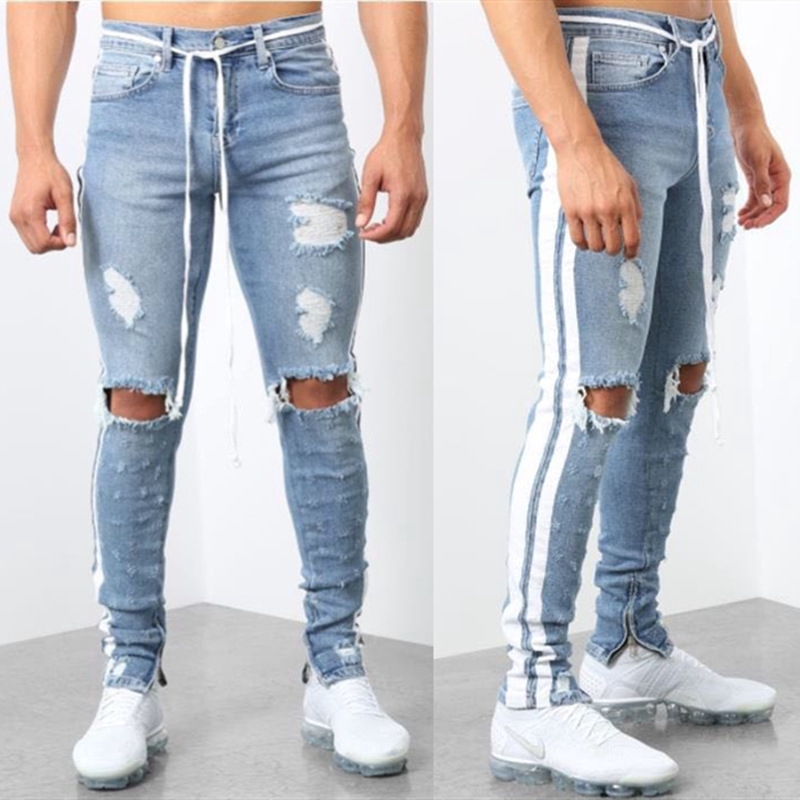ripped blue jeans for men