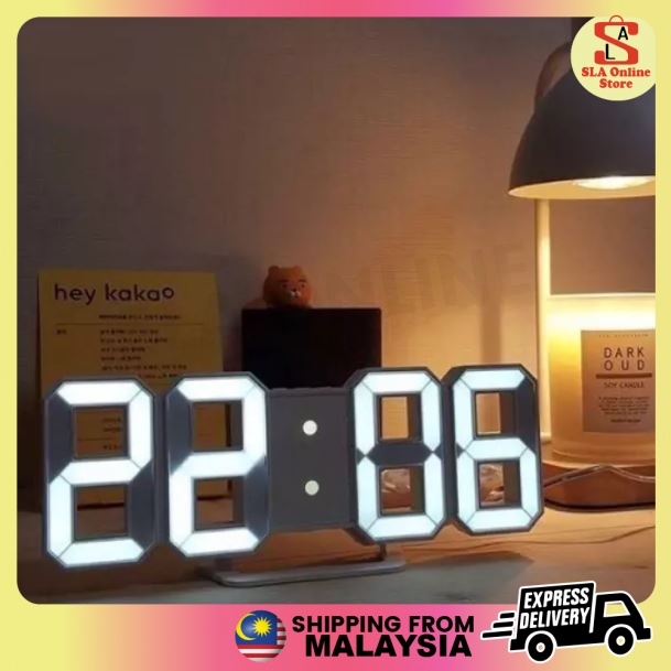 【READY STOCK】LED Jam Dinding / Meja Modern Digital 3D LED Wall Clock Alarm Clock 挂钟/时钟