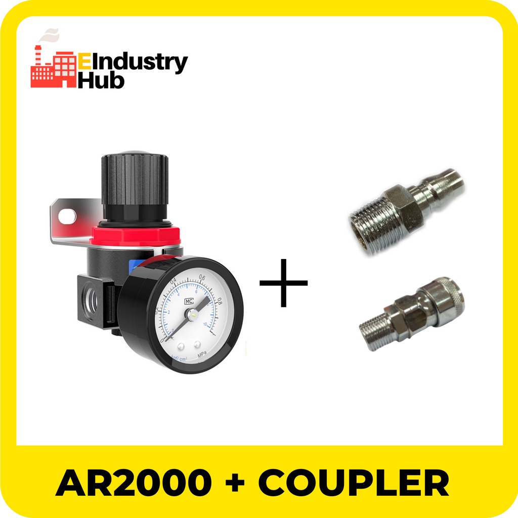 AIRTAC Type AR2000 1/4" with Coupler Pneumatic Air Regulator With Gauge