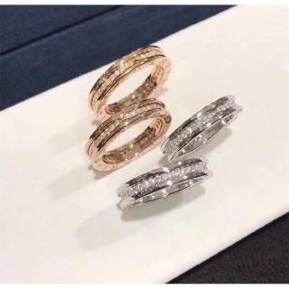 Bvlgari Bulgari 18k Rose Gold Ladies With Diamonds Logo Letter Ring Men And Women Couples Ring Gift Shopee Malaysia