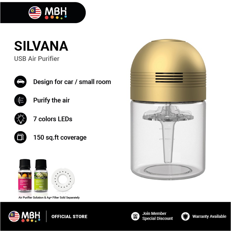 MBH Silvana Mini USB Aroma Diffuser/Car Humidifier/Air Purifier 7 LEDs