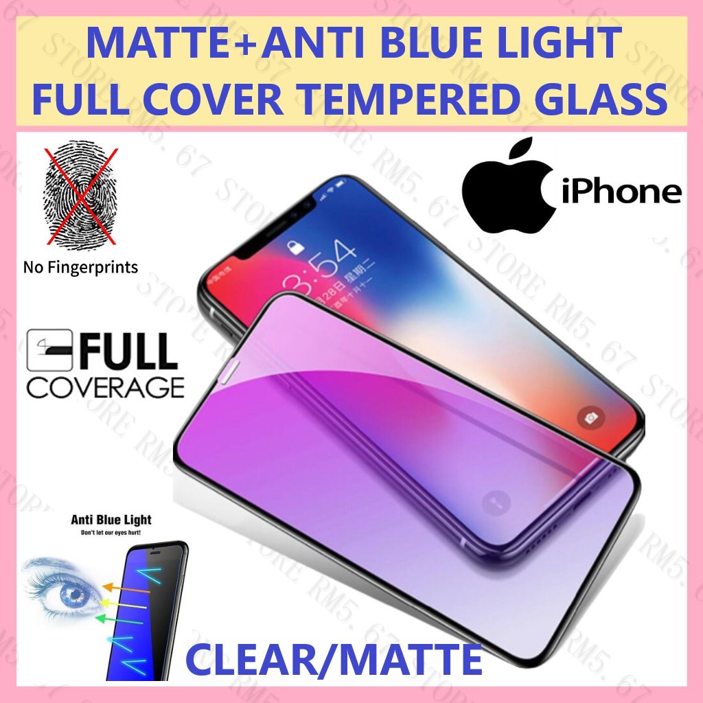 Full HD Clear/Anti Blue Matte Tempered Glass Screen Protector Tinted