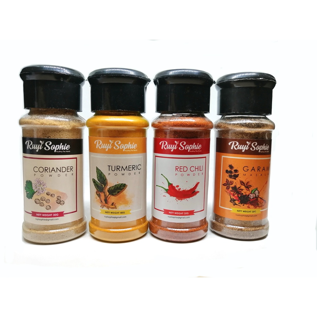 100% Pure Herb Chili Spice Shaker Bottle Assorted Ground Powder Blends Rubs Whole Turmeric