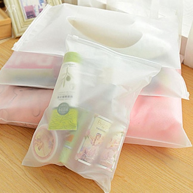 Ziplock Matte Transparent Plastic Storage Bag Travel Cosmetics Drawer Socks