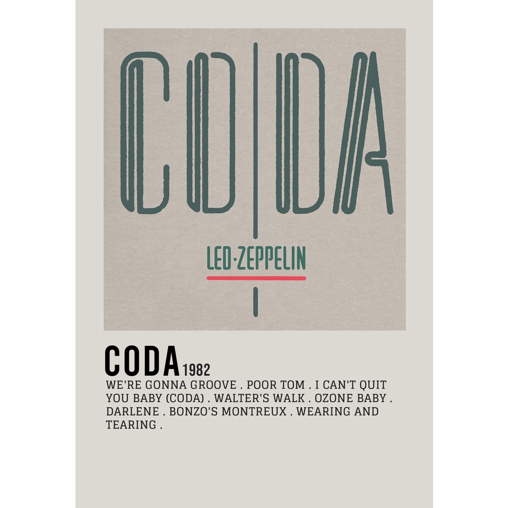 【READY STOCK】Poster Cover Album Coda by ​Led Zeppelin famous rock band for room/wall/gift