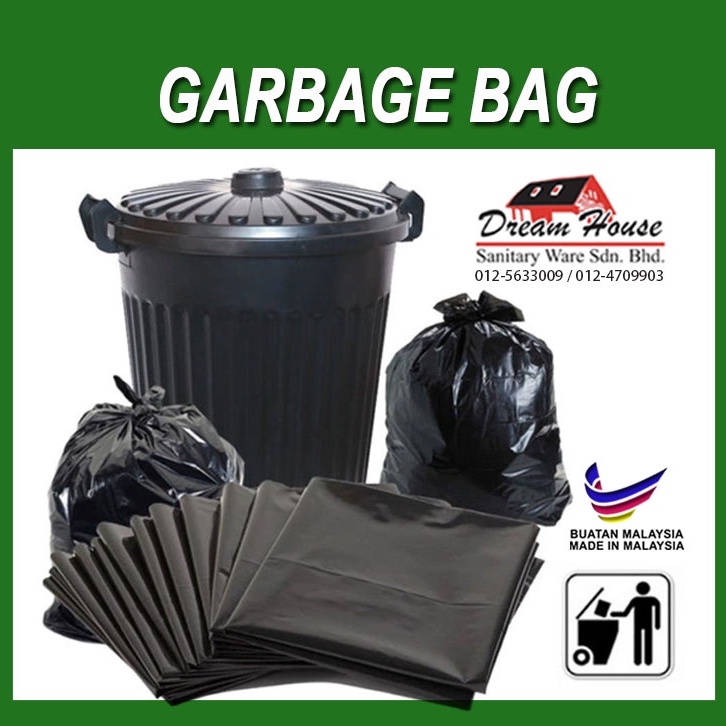 Heavy Duty plastik sampah hitam tebal size s/m/l/xl/2xl/3xl plastic