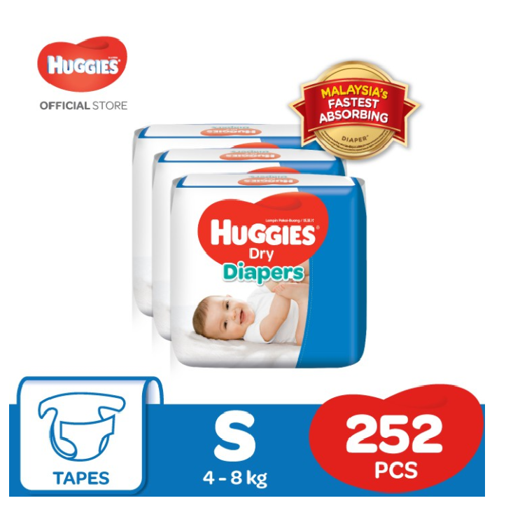 Huggies Dry Diapers Super Jumbo Pack S84 (3 Packs) Shopee Malaysia