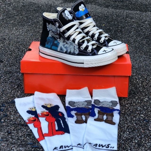 converse x kaws black