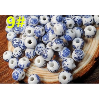 10Pcs Charm Round Ceramic Porcelain Loose Spacer Big Hole Beads Jewelry Making 
