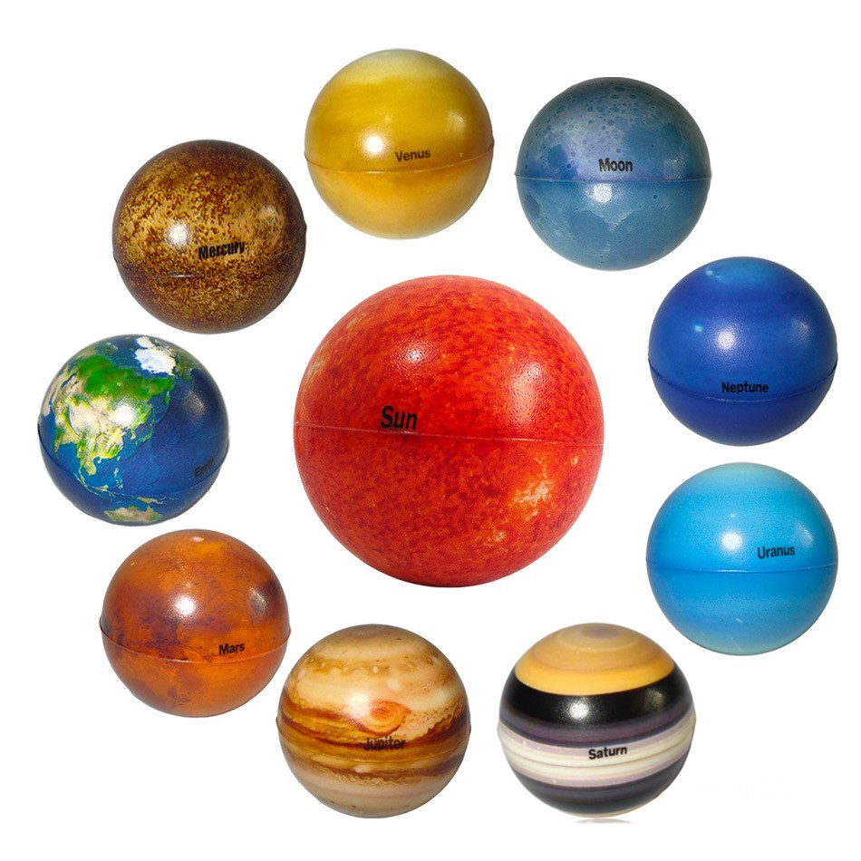 Solar System Planet Balls for Kids Set of 10, Planet Bouncy Balls for Kids Early Learning, Hand Squeeze Sensory Ball Toy, Anti Stress Ball Stress