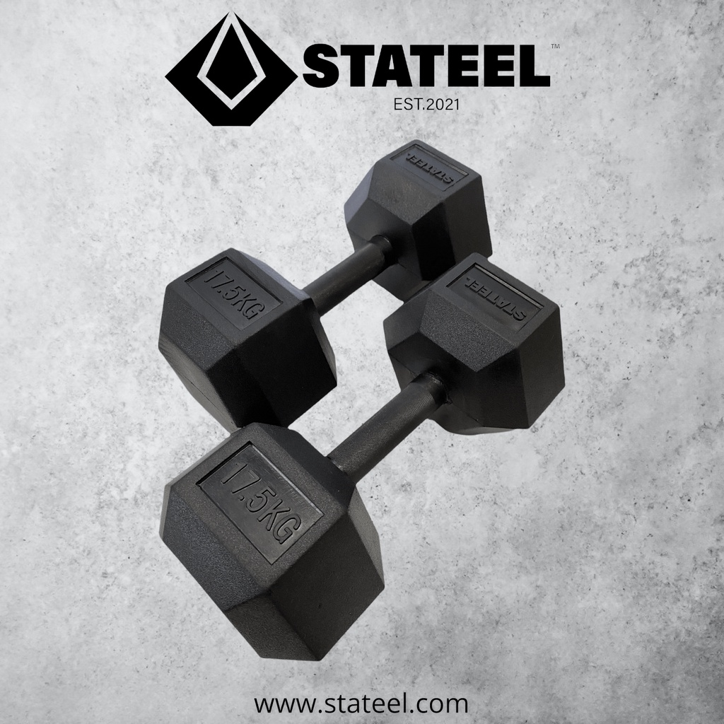 17.5KGs Stateel Hex Dumbbell (1 pc) Shopee Malaysia
