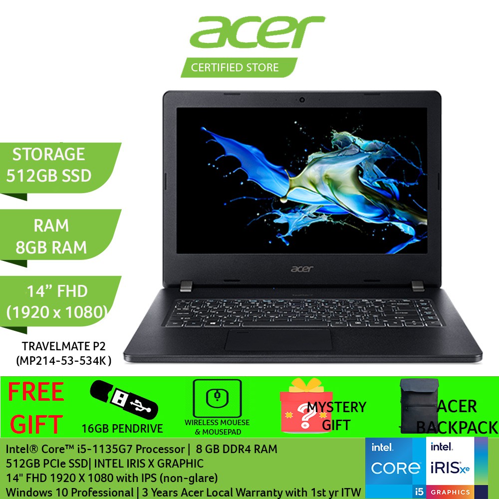 ACER TRAVELMATE P2 TMP214-53-534K 14