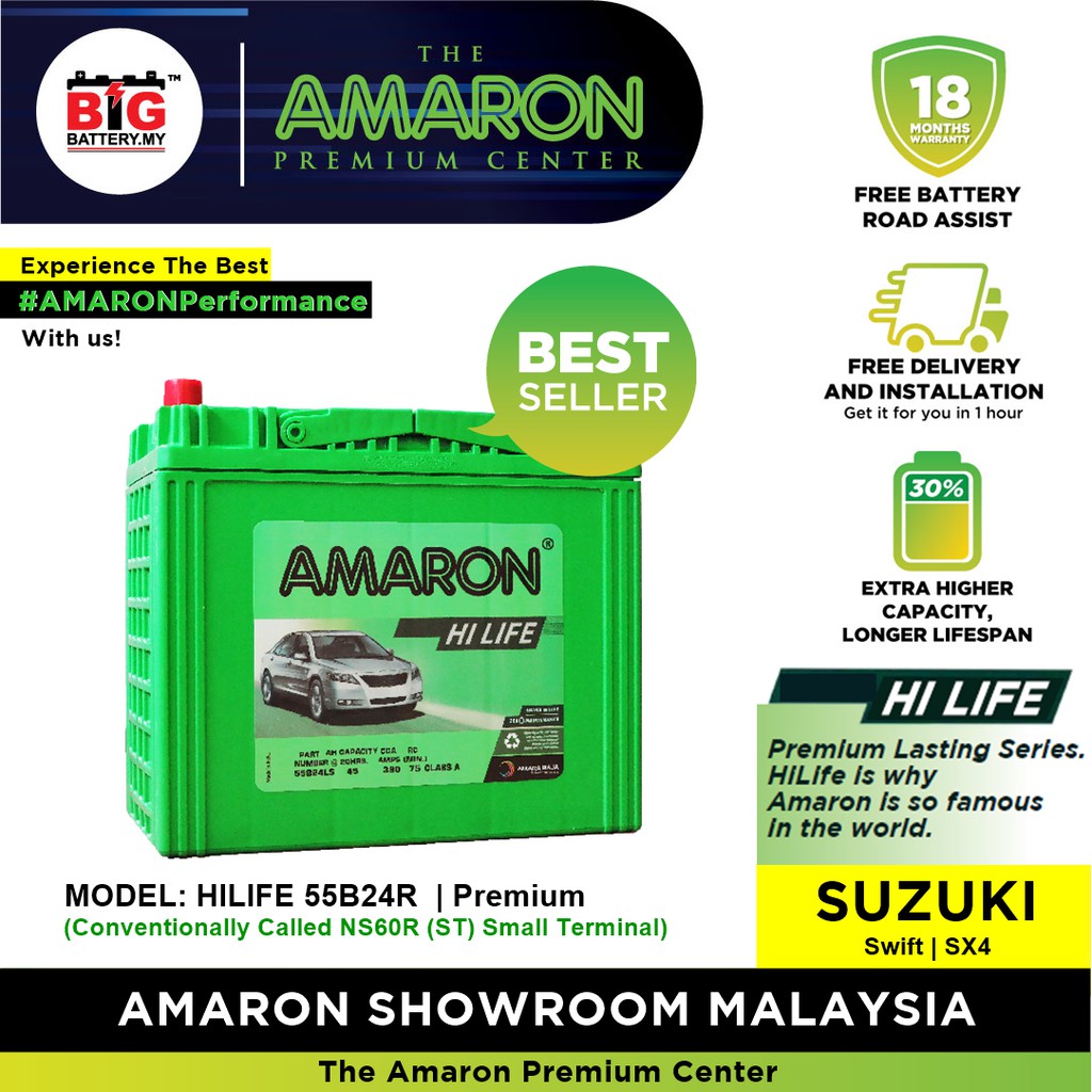 55B24R (NS60R) Amaron HILIFE Car Battery | Premium Lasting ...