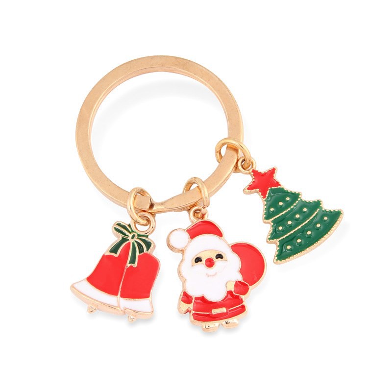 1pc Christmas Enamel Tree Santa Claus Snow Gloves Key Chain Women Keyrings Gift HandBag Charms Keychain Car Key Pendants Jewelry