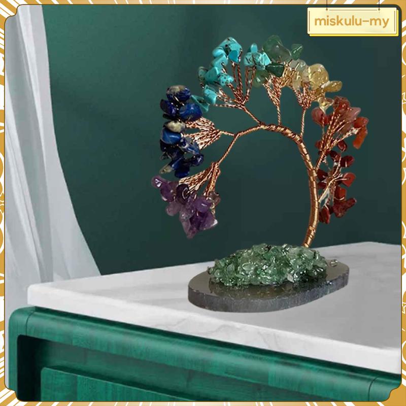 Crystal Tree of Gemstone Crystals Bonsai Tree / Good Luck Money Tree - Attract Wealth & Prosperity - Home Office Decor Spiritual