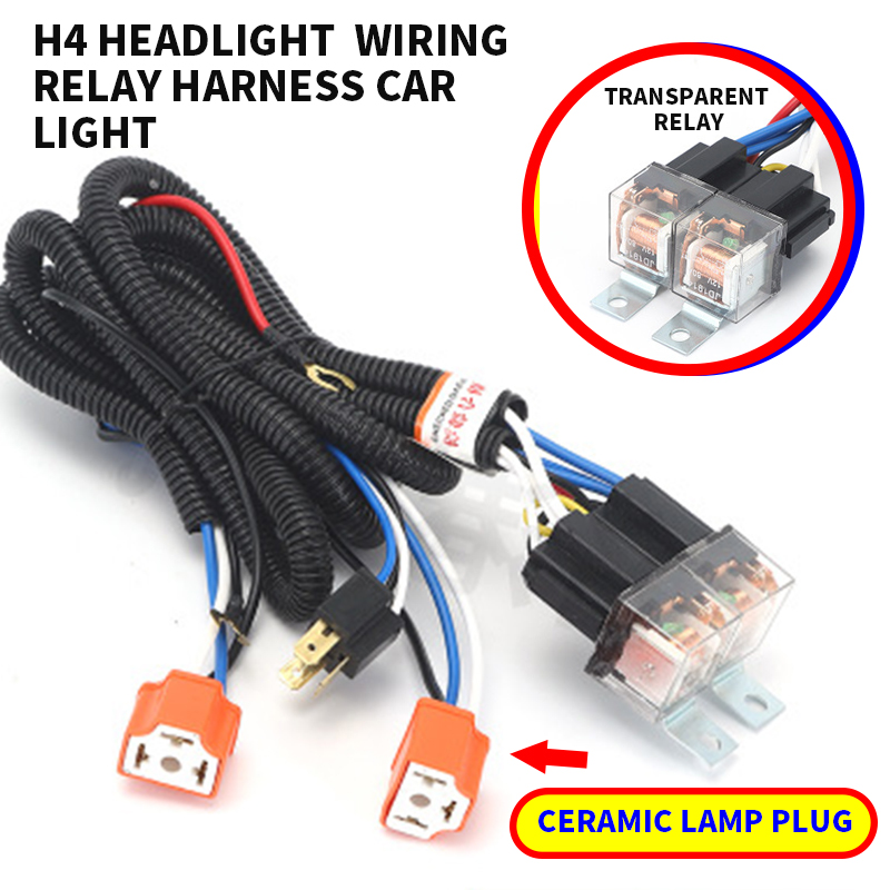  Ready stock H4 Headlight Wiring Relay Harness Car Light Bulb Socket Plug for Car Auto Headlight Lampu Besar