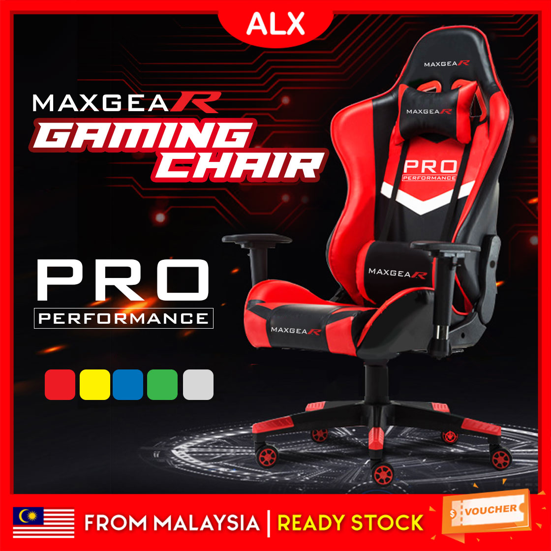 Alx Maxgear Gaming Chair Reclining Ergonomic Professional E Sport Backrest Height Adjustment Racing Kerusi Gamer Pillow Shopee Malaysia