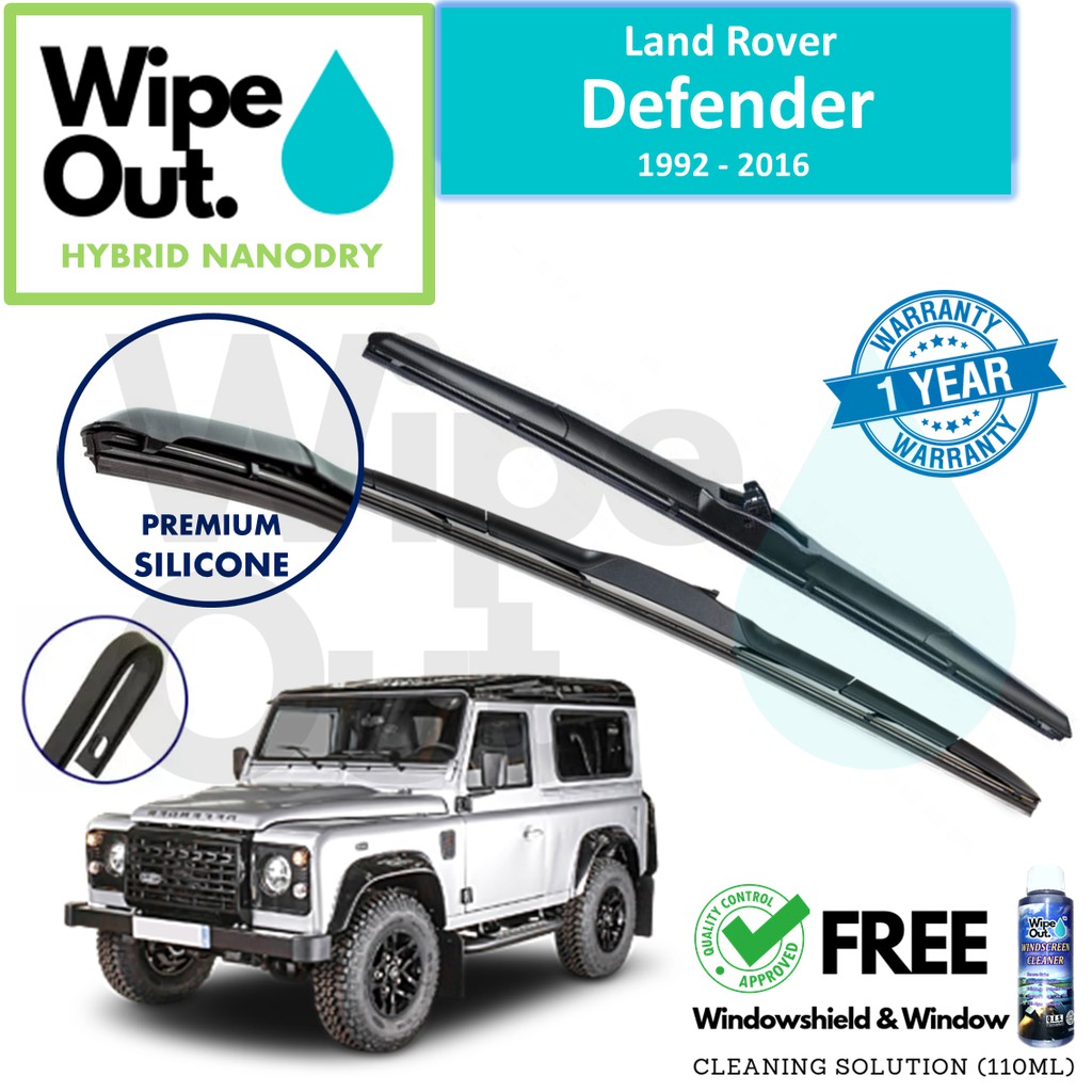 [PREMIUM] Land Rover Defender 1992 - 2016 WipeOut HYBRID NANODRY SILICONE Wiper Blade (Front Set)