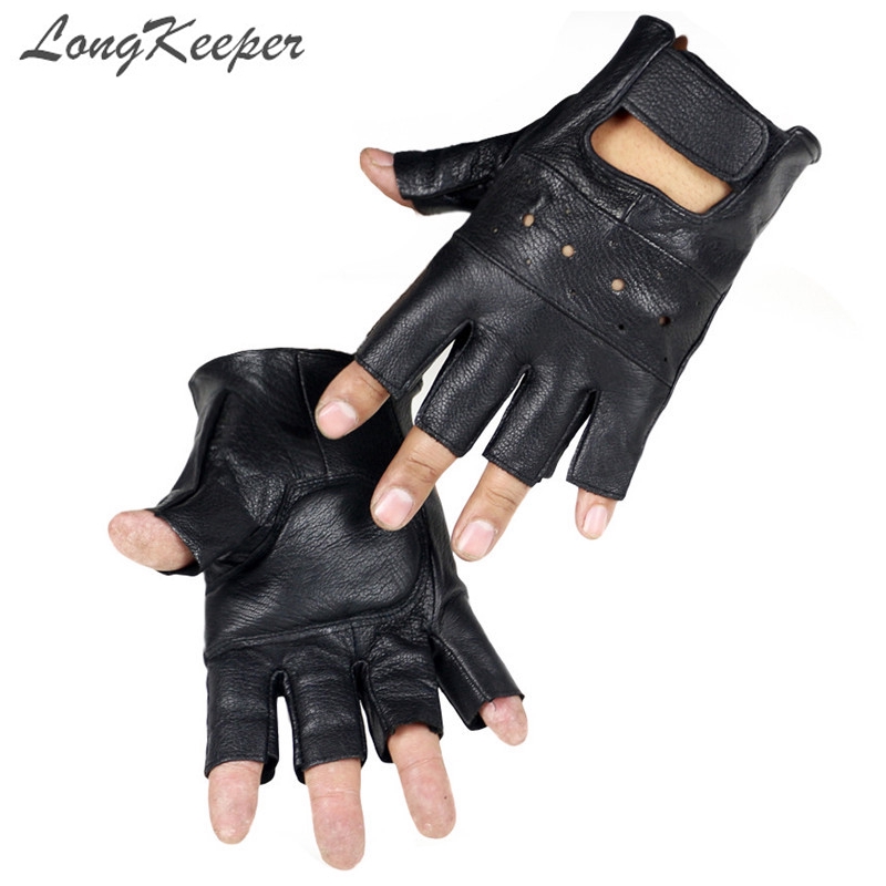 half finger leather driving gloves