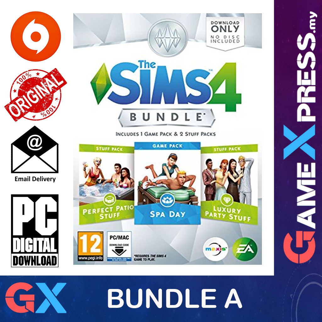 The Sims 4 Bundle A (Spa Day, Perfect Patio, Luxury Party) PC Game Origin Platform