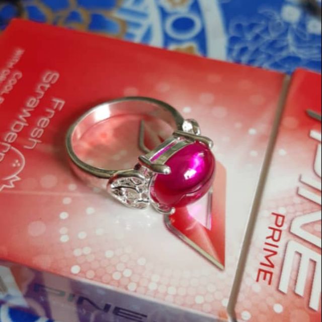 Cincin Permata Delima pink Air kaca Batu halus manis 