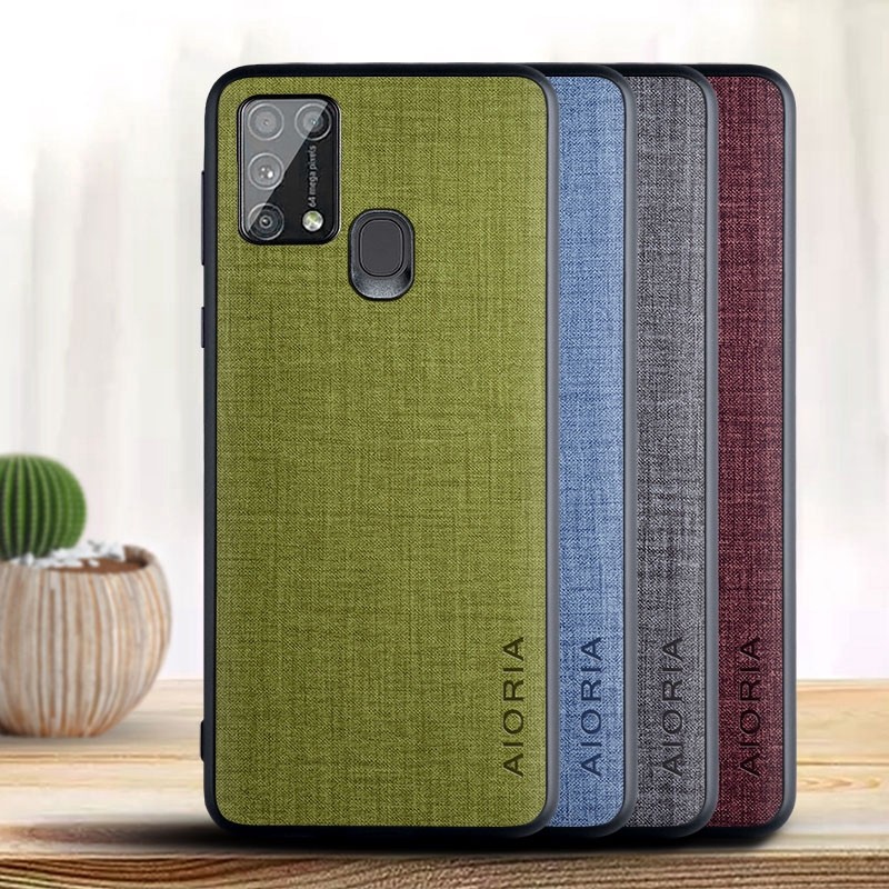 SKINMELEON Samsung M31 Casing Phone Denim Fabric Pattern PU Leather Case TPU Protective Cover Phone Case