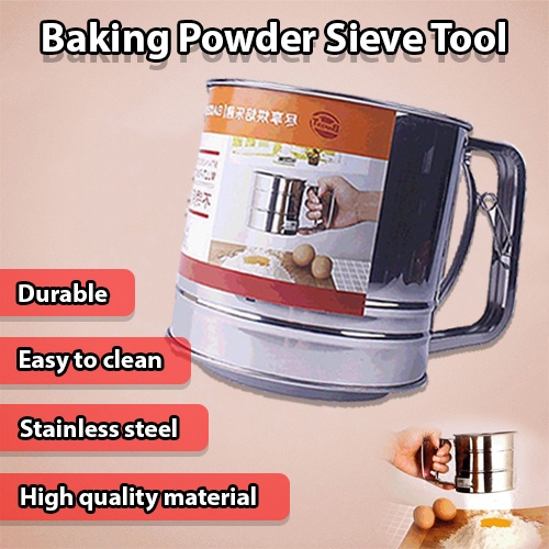 [Thick] Baking Tools Baking Powder Sieve Tool Large Stainless Steel Powder Sieve Bakesite Pengaya