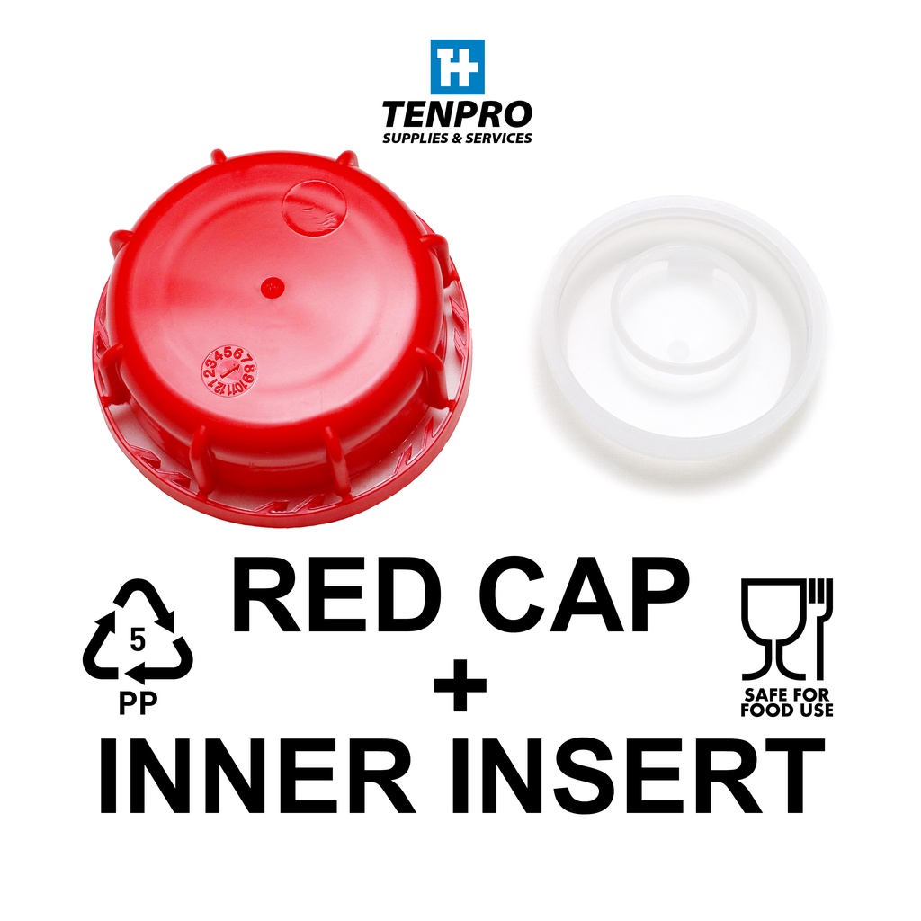 [1 Set] NEW Red Cap + Inner Insert 25L 20L 10L 25 20 10 Liter Jerry Can Plastic Bottle HDPE Container Penutup Stopper