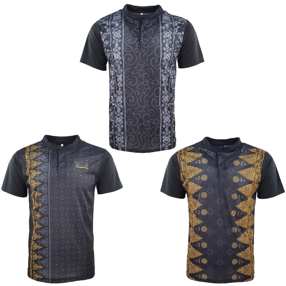 Men T-shirt Collar Batik Design Jersey Material | Baju T-shirt Kolar ...