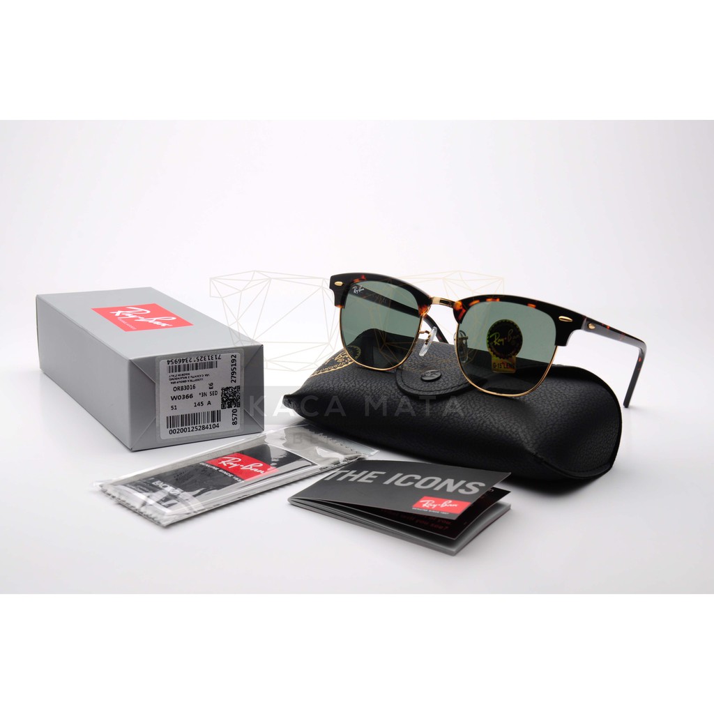 Original Italy Rayban Clubmaster Sunglasses Rb3016 W0366 Shopee Malaysia