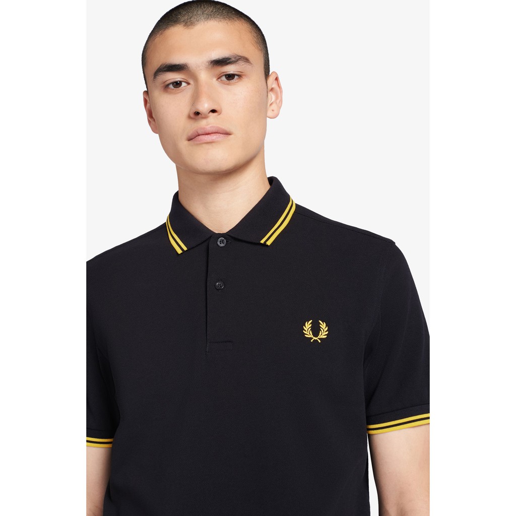 ORIGINAL Fred Perry Twin Tipped Logo Polo Shirt Men M3600 Black ...