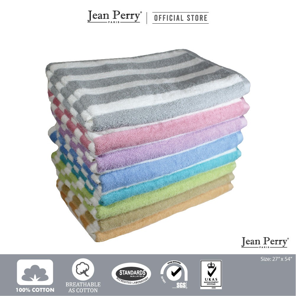 Jean Perry Tokyo Stripe Bath Towel 100 Cotton 69cm X 138cm Shopee Malaysia