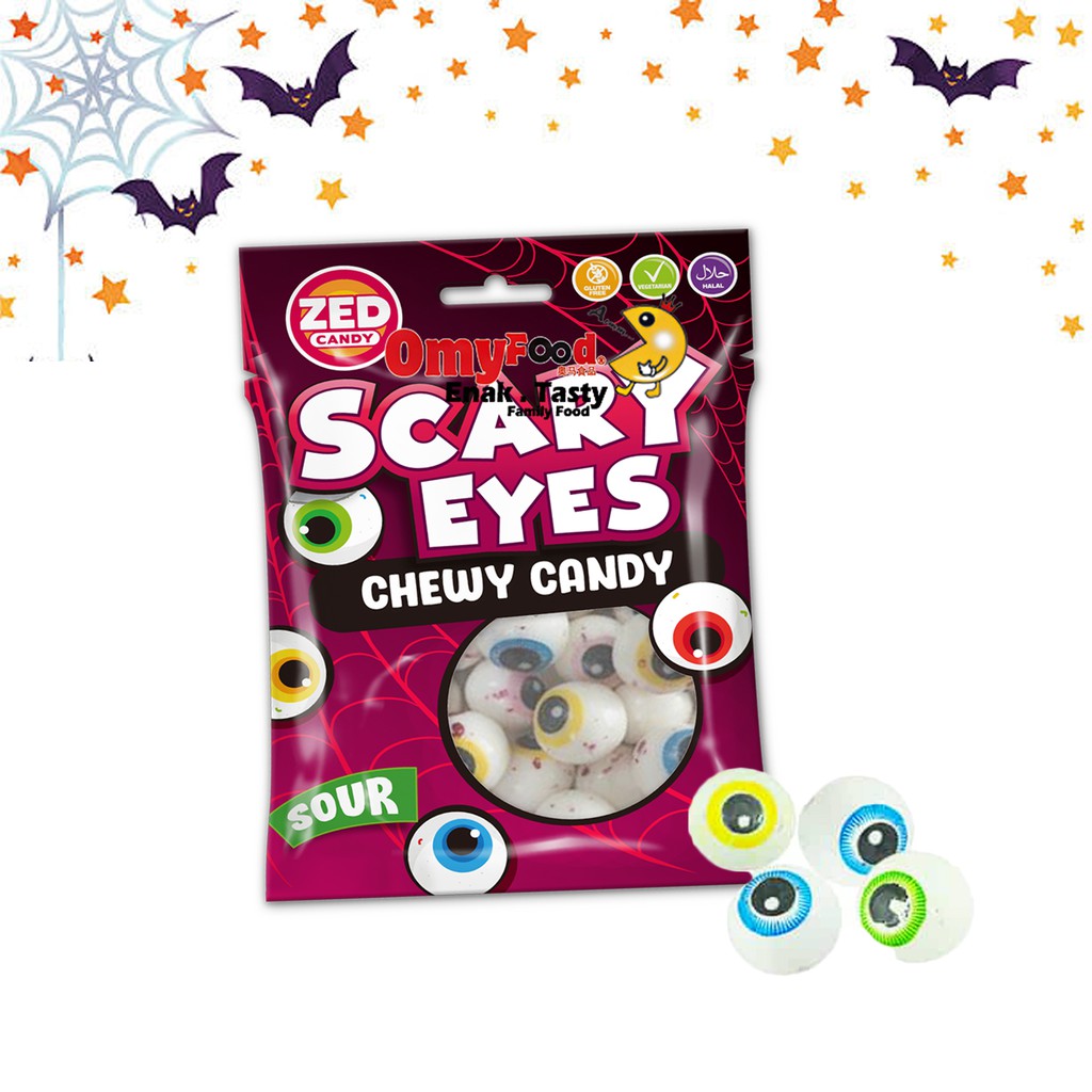 Halal 90g Tiktok Viral Halloween ZED Candy Scary Eyes Soft Chewy Candy 