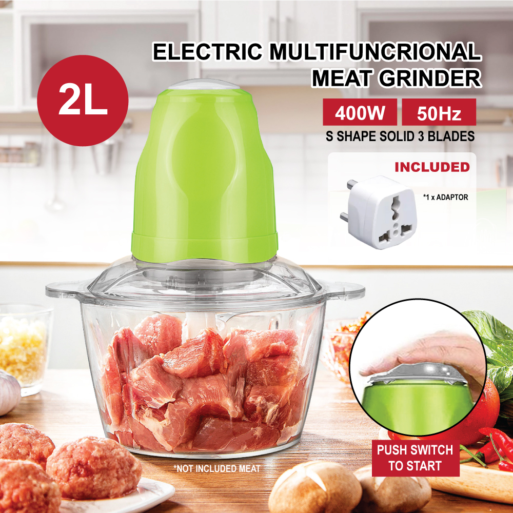 Automatic Electric Multifunctional 2L Meat Grinder 400W Kitchen Grinder Mincer Slicer Stainless Steel Blade Chopper