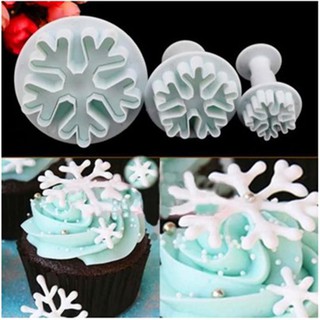 3pcs Cake Decorating Mold Snowflake Sugar Cutter Plunger Mold