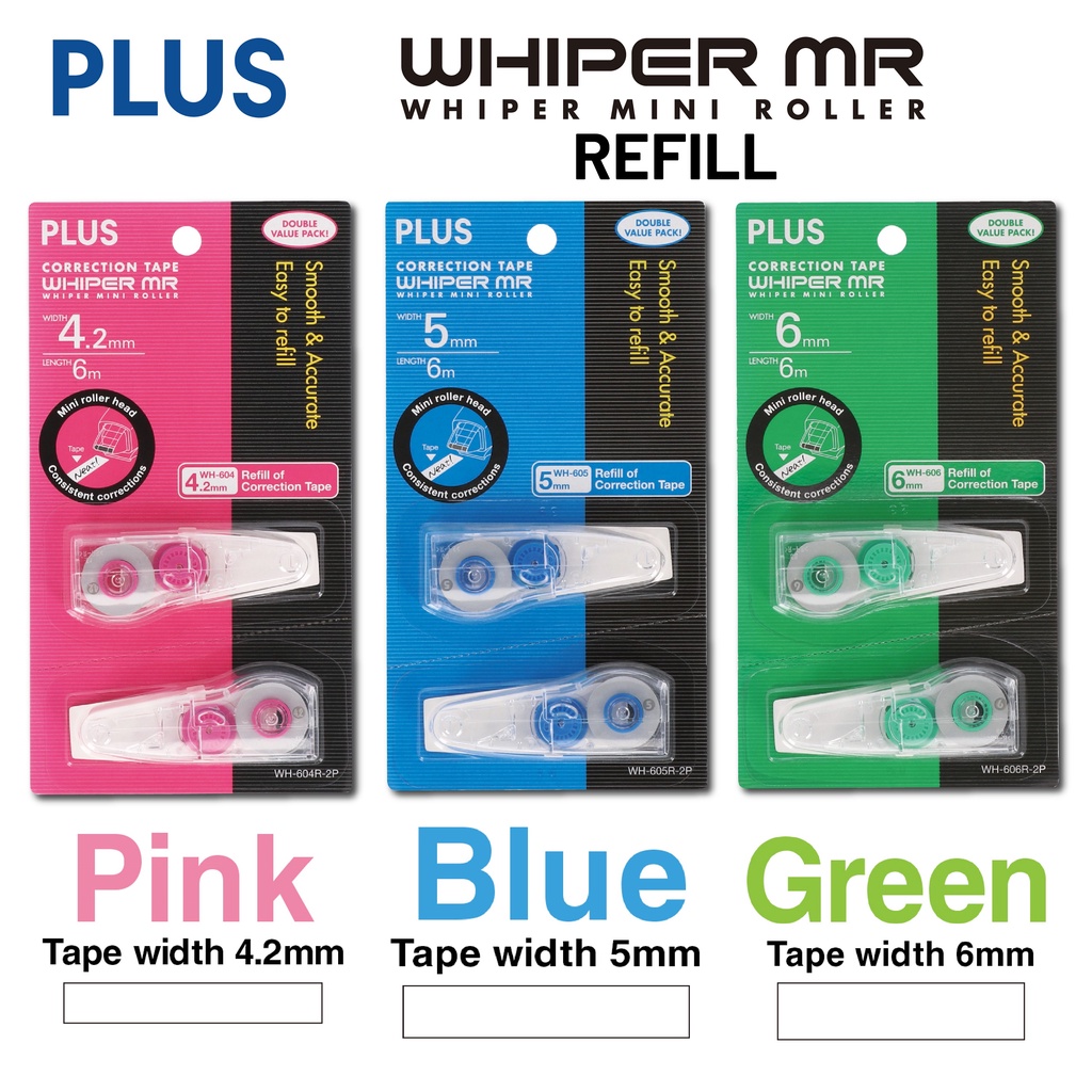 PLUS Whiper MR Correction Tape Refills 2P WH 604R / WH 605R / WH 606R