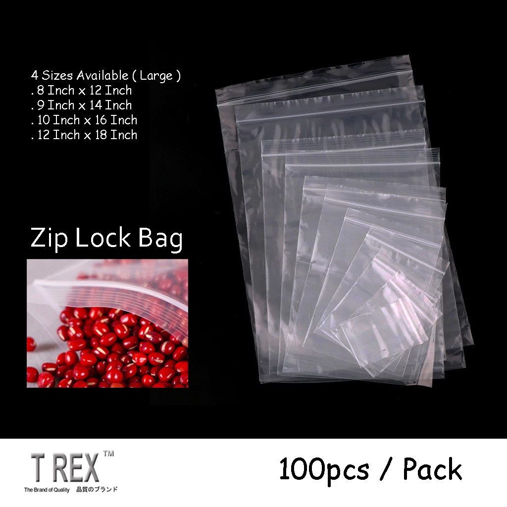 (LARGE SIZE) 100pcs Plastic Zipper Bag / Zip Bag / Transparent