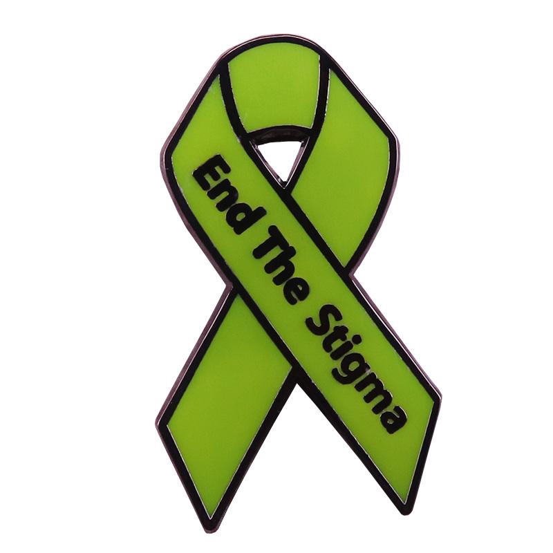 End the stigma green ribbon pin mental illness brooch ...