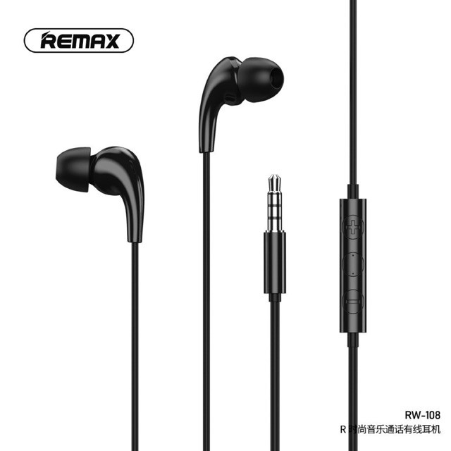 Remax RW-108 Fashion Music Earphones Mobile Gaming Headset Bass Headphone 3.5mm Plug In-ear Wired Earphone Call
