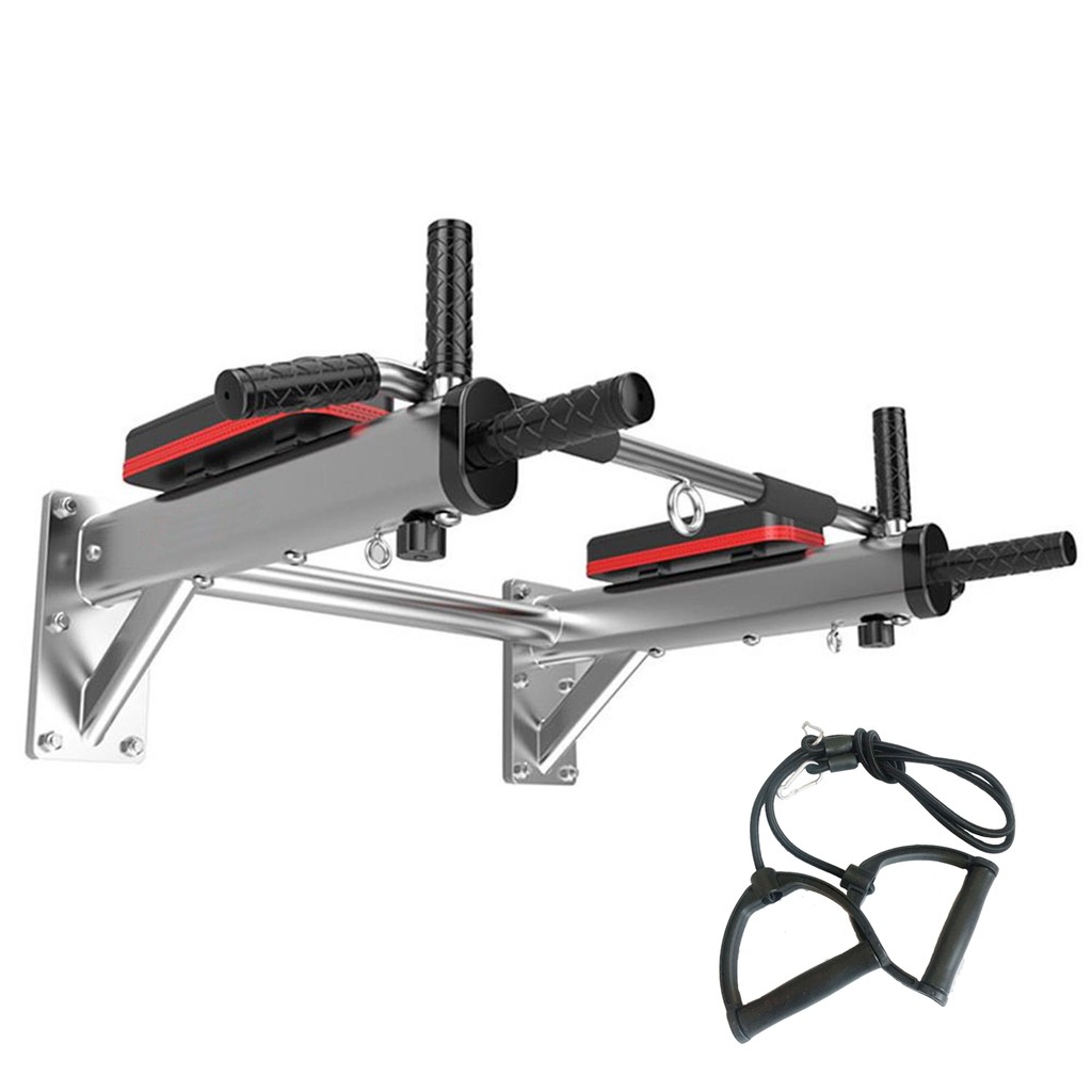 Sports Wall Mounted Pull Up Bar and Dip Station MultiGrip Chin Up Bar