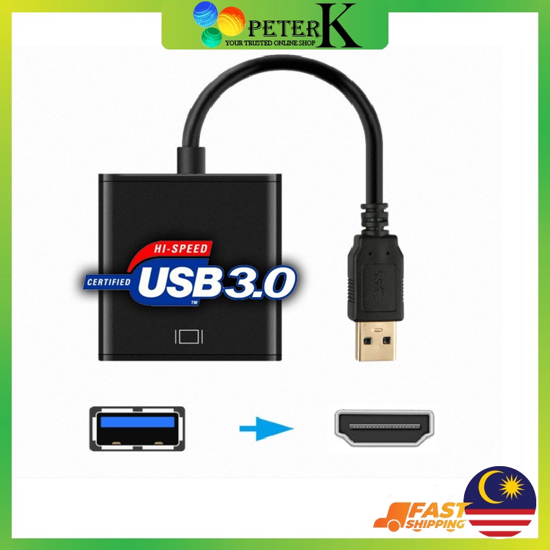 USB 3.0 to HDMI Converter Notebook External Video Card to HD Monitor PC ...