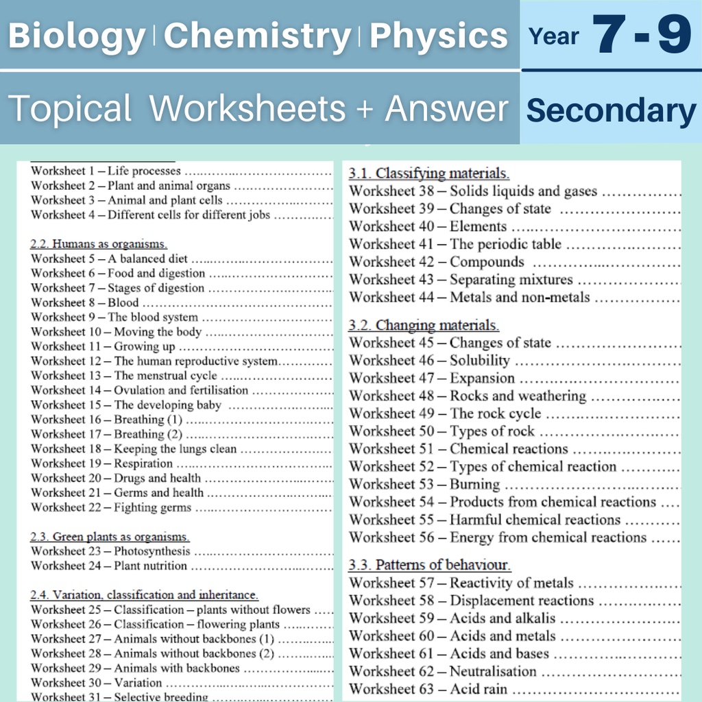 s1 cambridge science worksheets answer year 7 year 8 year 9 checkpoint revision worksheets igcse biology phy chem shopee malaysia