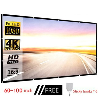 Projector Screen 60/100 inch 16:9 HD Foldable Portable Projection Movies Screen for Home Theater Outdoor Indoor