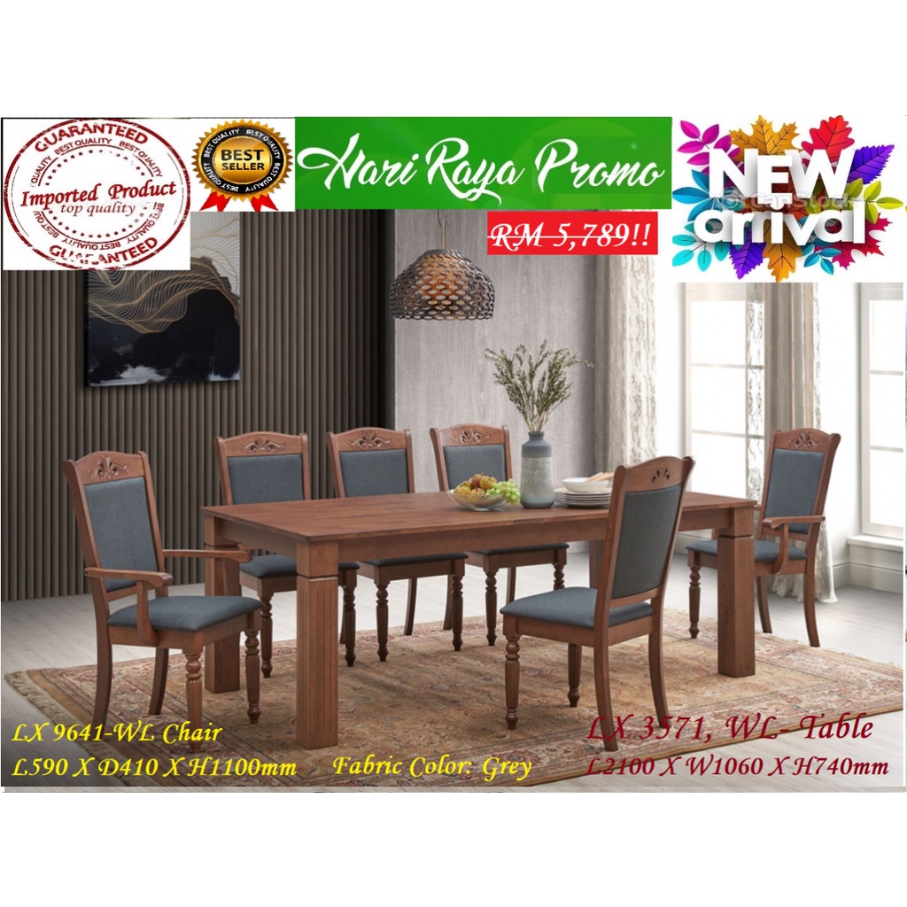 LX 3571, 7ft Wooden Dining TABLE+ 8 Dining CHAIRS, Also available 6ft