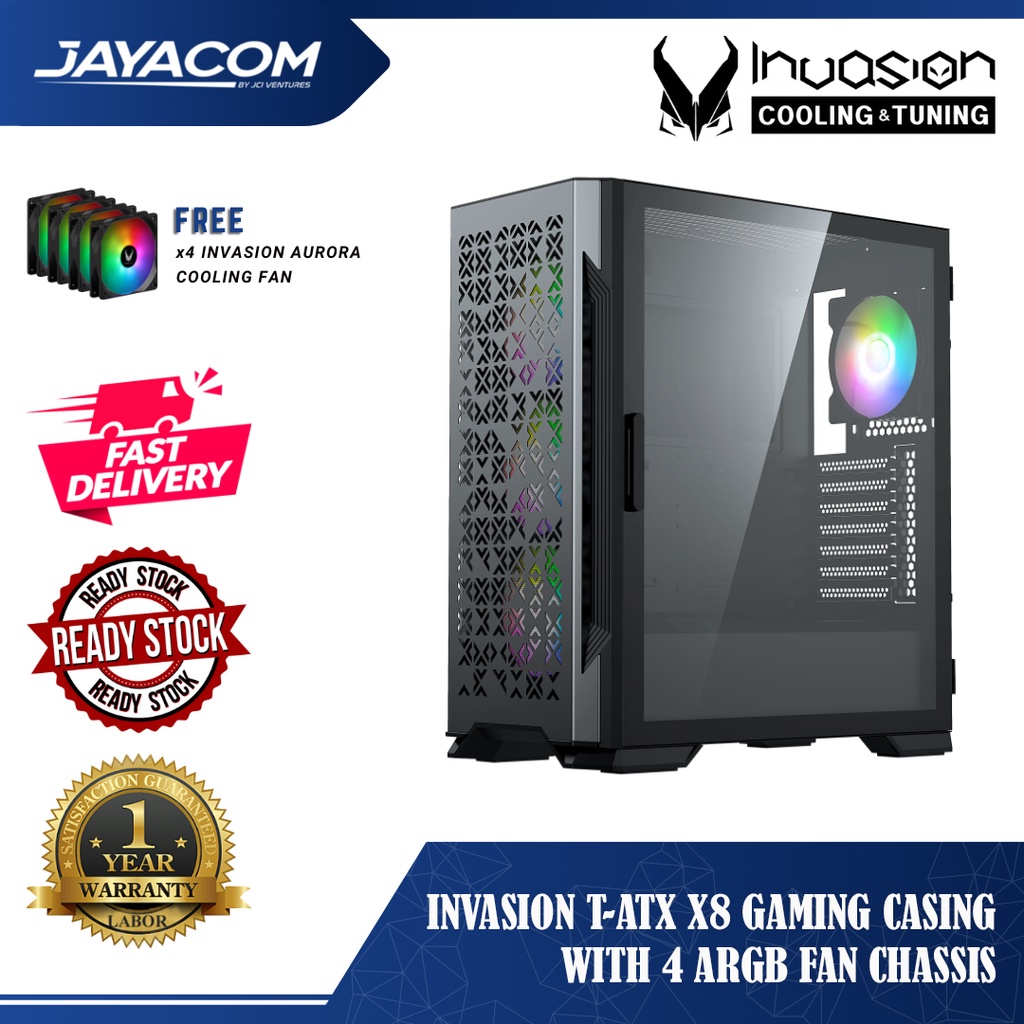 Invasion T-ATX X8 Gaming Casing With 4 ARGB Fan Chassis | Shopee Malaysia