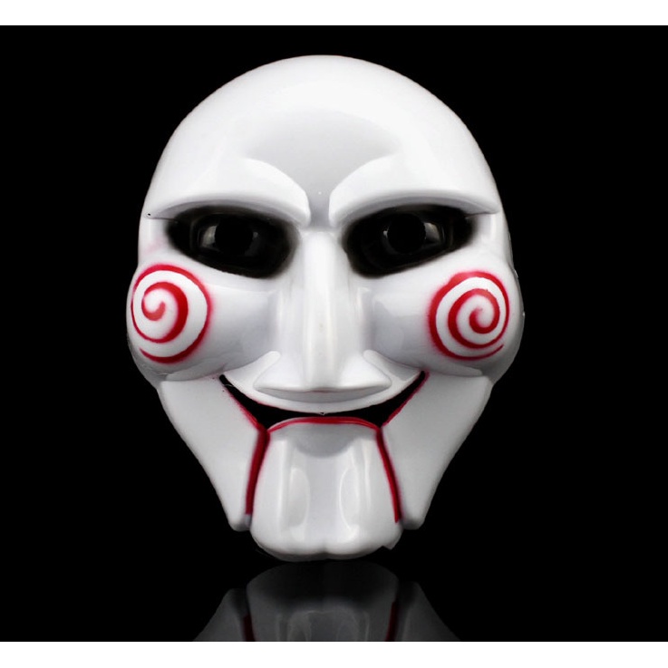 MSIA Ready Stock/ Saw Puppet Mask Horror Movie Theme Chainsaw Massacre Scary Masquerade White Mask Masquerade Mask