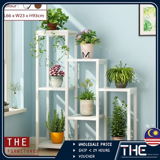 THE L66cm Potted Plants Shelf Indoor Flower Rack with Steel Frame