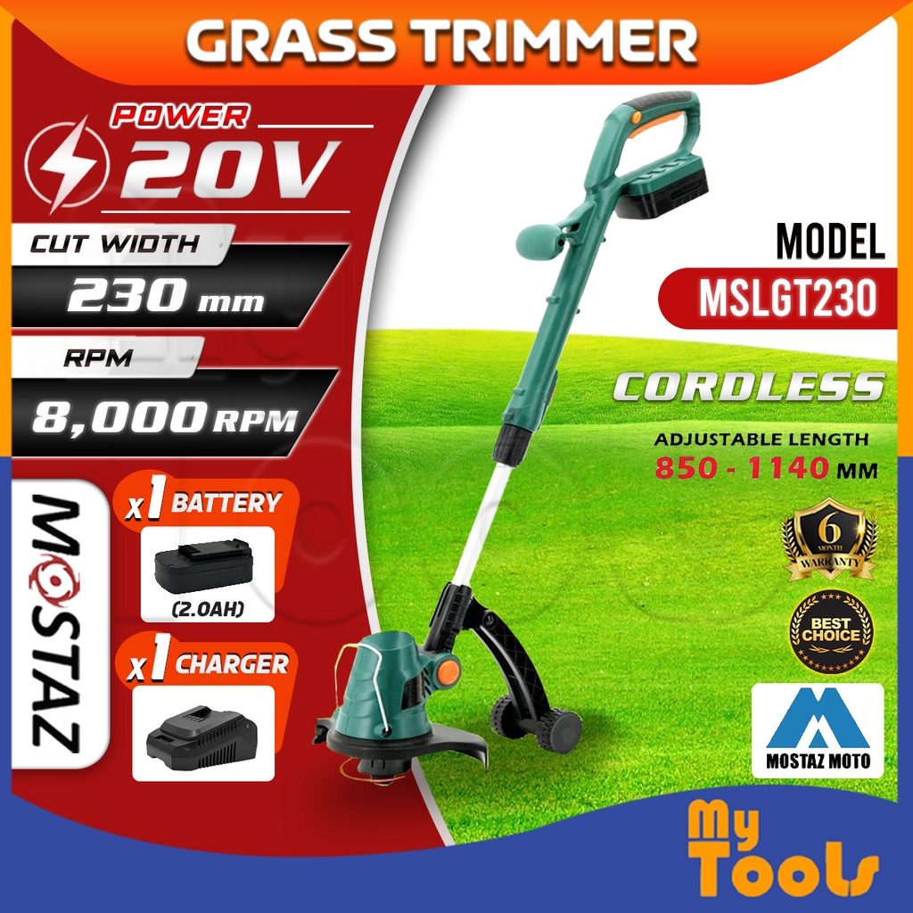 Mytools Mostaz Moto 20V Cordless Grass Trimmer MSLGT230 | Grass Cutter | Mini Lawnmower | Mesin Potong Rumput